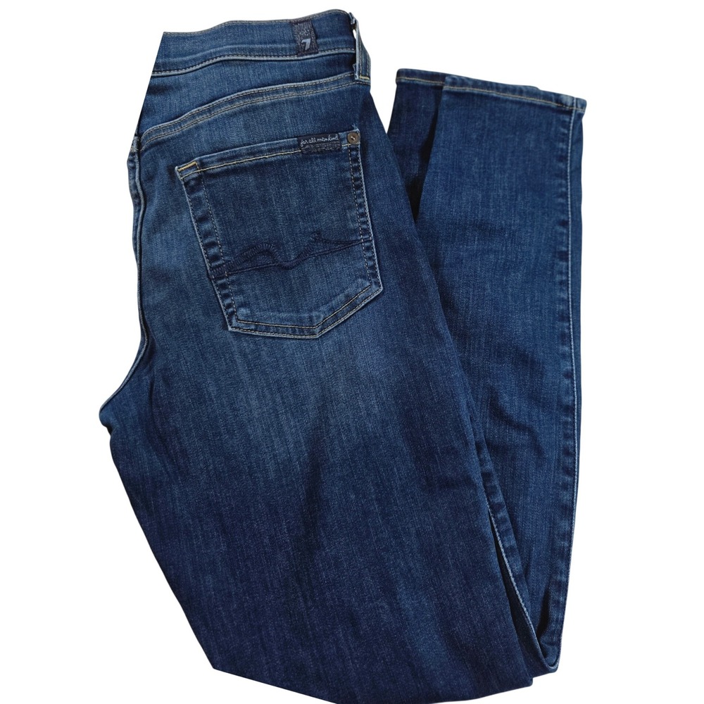 7 For All Mankind Gwenevere Skinny Jeans Women 30 Blue Mid Rise Stretch Denim